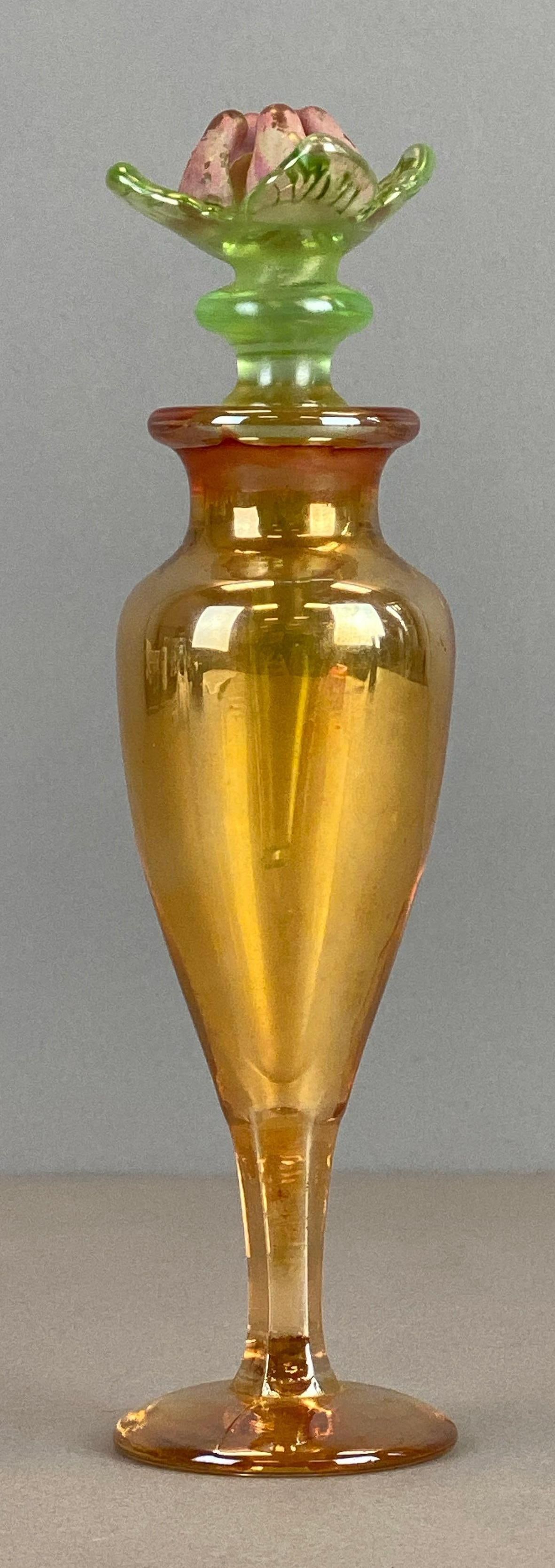 Antique Iridescent Yellow Carnival Art Glass Perfume Bottle (1 of 6)