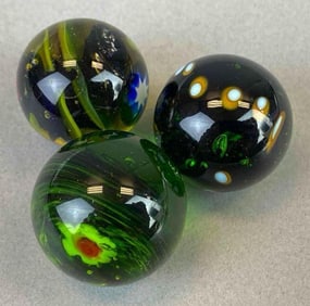 Group of 3 Contemporary Art Glass Marbles