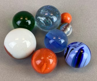 Group of 8 Contemporary Art Glass Marbles