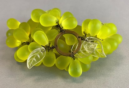 Antique Uranium Art Glass Grapes Lamp Accessory