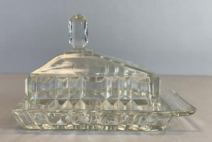Vintage Ashwell and Co. Pressed Glass Butter Dish