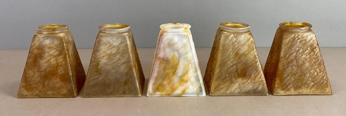 Group of 5 Antique Textured Slag Glass Lamp Shades