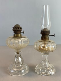 Group of 2 Antique EAPG Oil Lamps