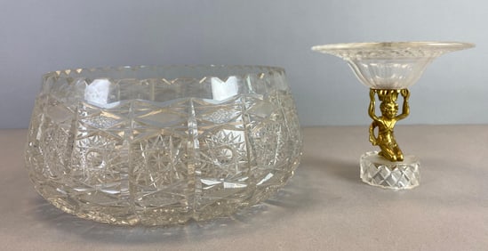 Group of 2 Cut Glass Items