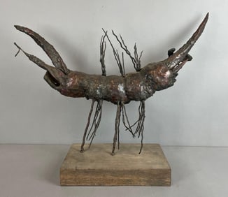 Brutalist Copper and Brass Sea Creature Sculpture