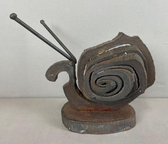 Brutalist Metal Snail Sculpture