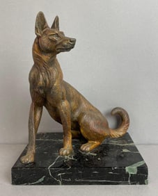 French Art Deco Bronze German Shepherd Statue