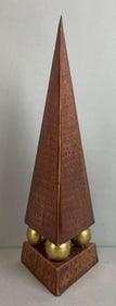 Century Distinctive Gifts MCM Hammered Copper and Brass Obelisk Sculpture