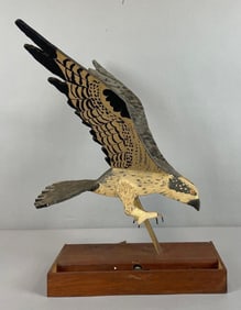 Vintage Folk Art Wood Falcon Lamp