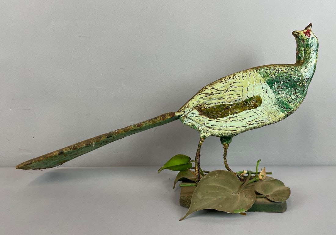 Vintage Folk Art Hand-Painted Wood Pheasant (1 of 4)