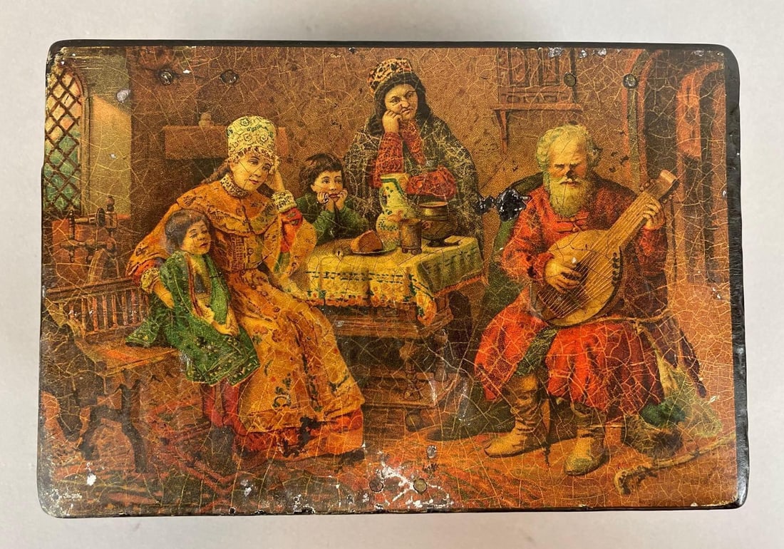 Antique Perlov Imperial Russia Hand Painted Lacquer Box (1 of 5)