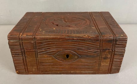 Antique Carved Leaf Motif Trinket Box