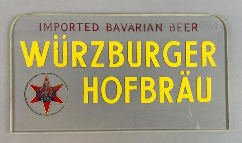 Antique Art Deco Wurzburger Hofbrau R.O.G. Beer Advertising Sign