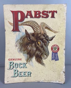 Vintage Pabst Bock Beer Cardboard Easel Advertising Sign