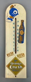 Vintage Orange Crush Wood Advertising Thermometer