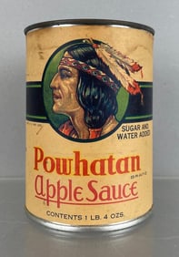 1938 Powhatan Apple Sauce Advertising Tin Can