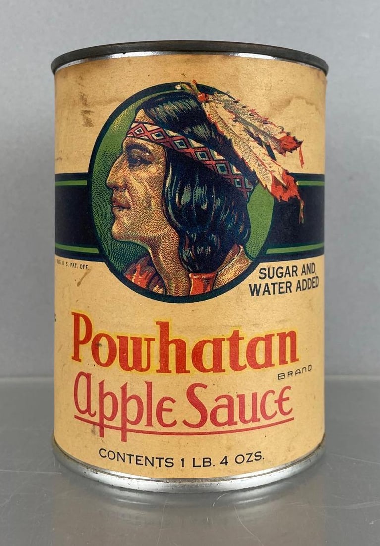 1938 Powhatan Apple Sauce Advertising Tin Can (1 of 5)