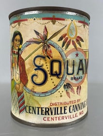Vintage Squaw Choice Sifted Peas Advertising Tin Can