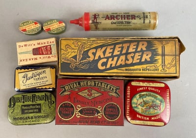Group of Vintage Advertising Tins and More