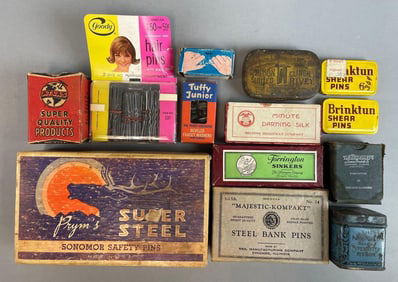 Group of Assorted Pin Advertising Boxes, and More