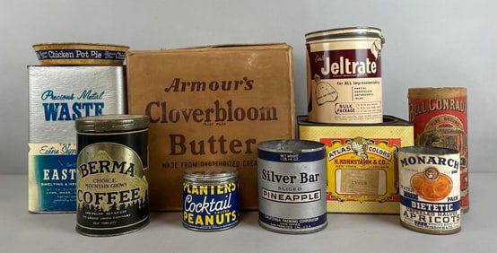 Group of Vintage Advertising Tins and More