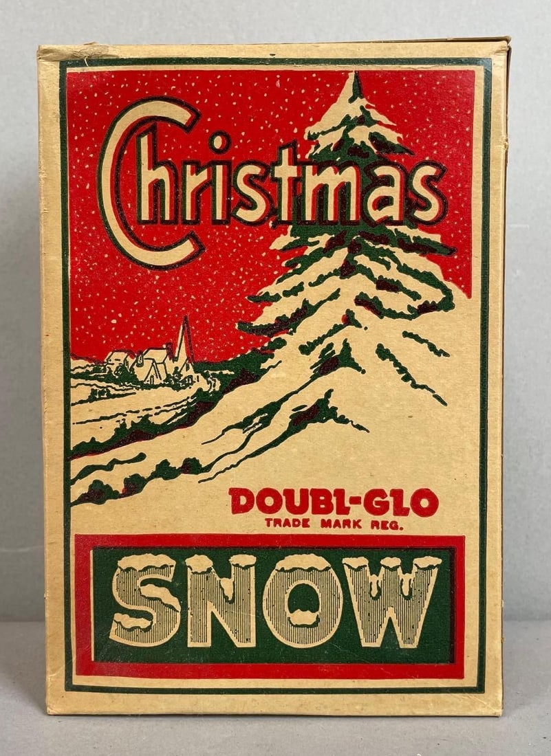Vintage Doubl-Glo Christmas Snow: Sealed advertising box measures 6 1/2 x 4 1/2 x 2 inches