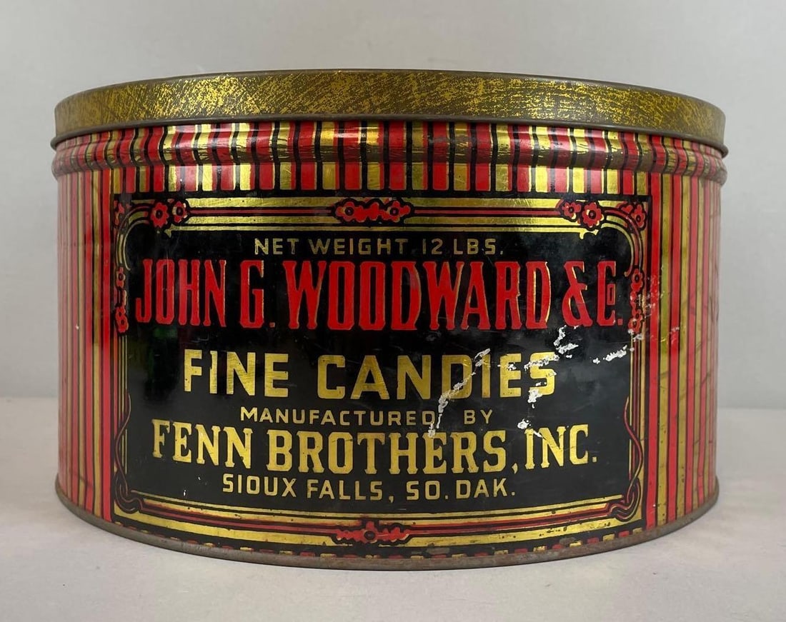 Vintage John G. Woodward and Co. Fine Candies Advertising Tin (1 of 3)