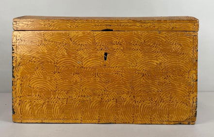 Antique Grain Painted Dome Top Blanket Chest