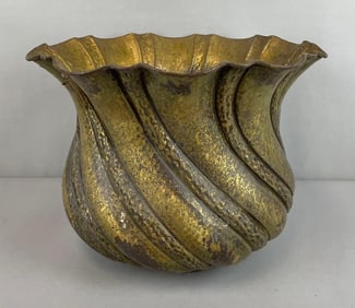 Mid-Century Modern Italian  Hammered Brass Jardiniere