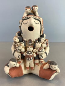 Signed Jemez Native American Pueblo Storyteller Pottery Figurine