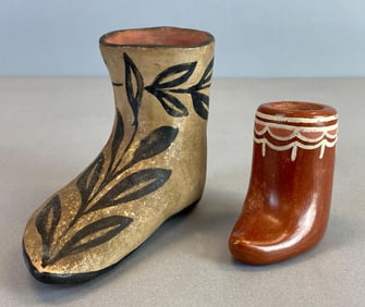 Group of 2 Native American Pottery Shoes