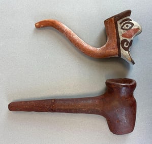 Group of 2 Native American Tobacco Pipes