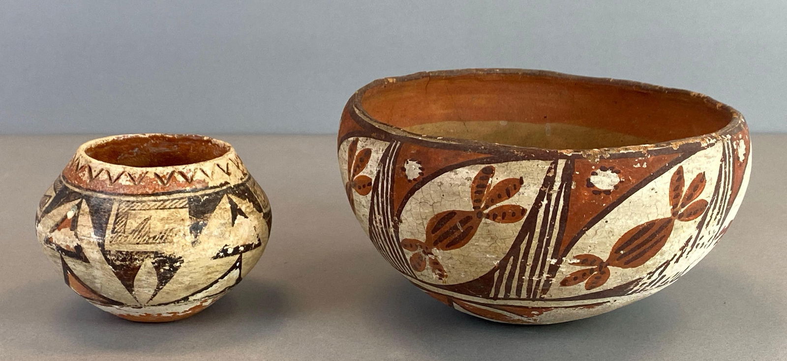 Group of 2 Pueblo Native American Polychrome Pottery Bowls (1 of 4)