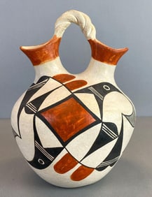 Acoma NM Native American Pottery Wedding Vase