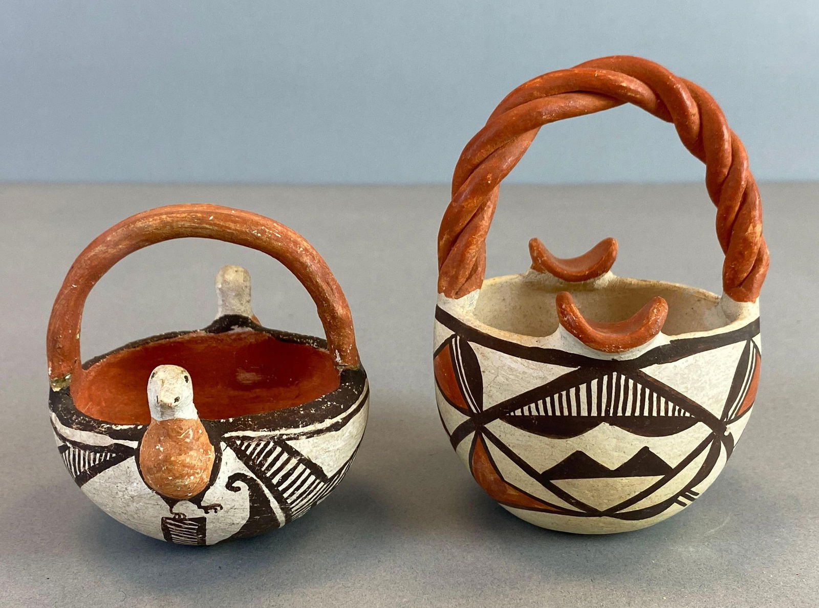 Group of 2 Acoma NM Native American Pottery Ashtrays (1 of 6)