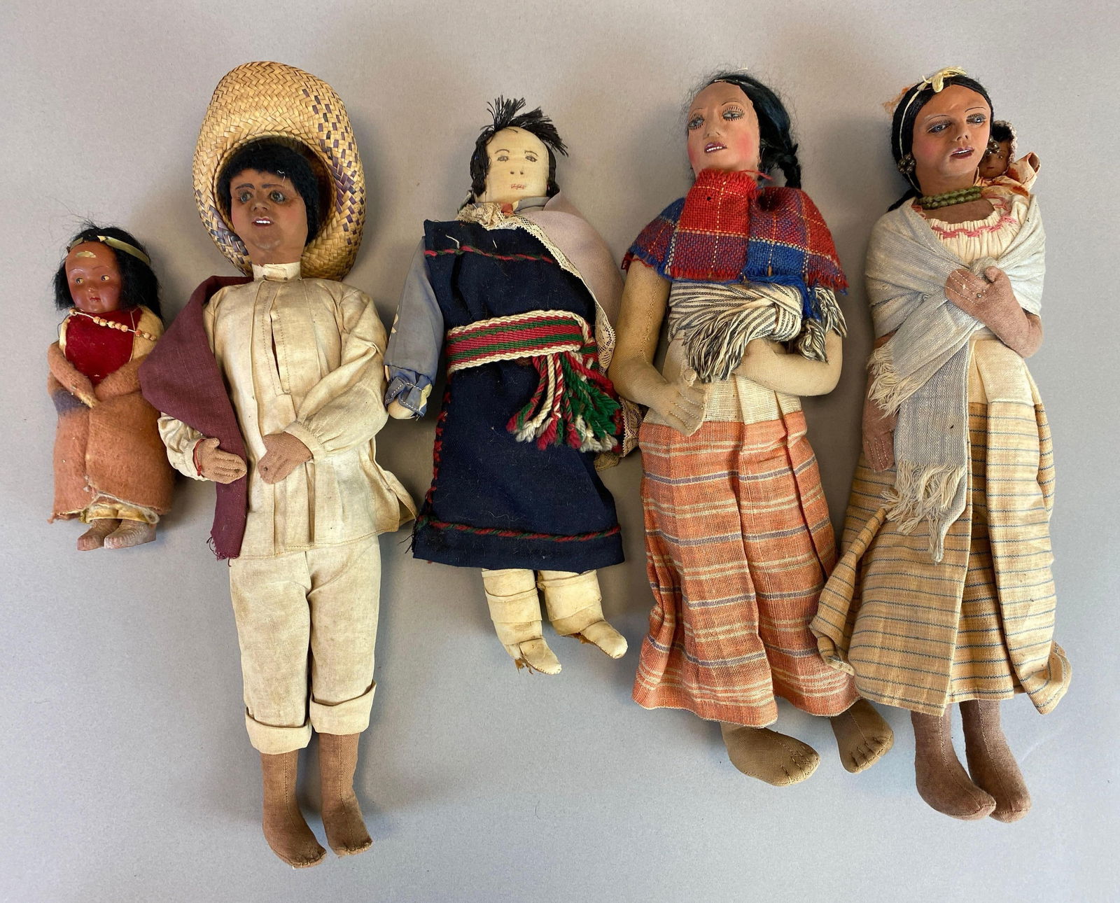 Group of 5 Native American Skookum Dolls (1 of 3)
