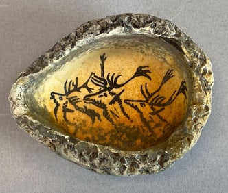 Artist Signed Hand Painted Elk Pottery Ashtray