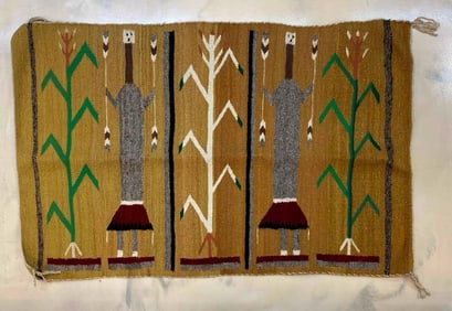 Navajo Native American Yei Woven Wool Rug