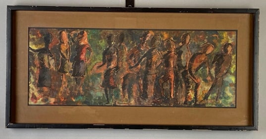 Elizabeth Keegan A Gathering Oil Pastel on Paper