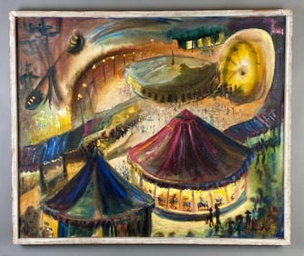 A. Schaefer Carnival Oil Painting on Canvas