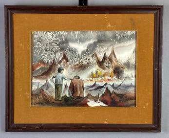 Patroulo Mountains Mourning Watercolor Painting on Paper