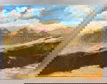 Sunset on the Pier Town Oil Painting on Canvas