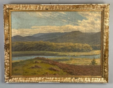 Artist Signed River Landscape Oil Painting on Canvas