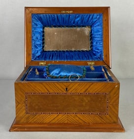 Antique Wood Sewing Bow with Inlay Bird Design