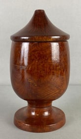 Vintage Turned Wood Pedestal Lidded Urn