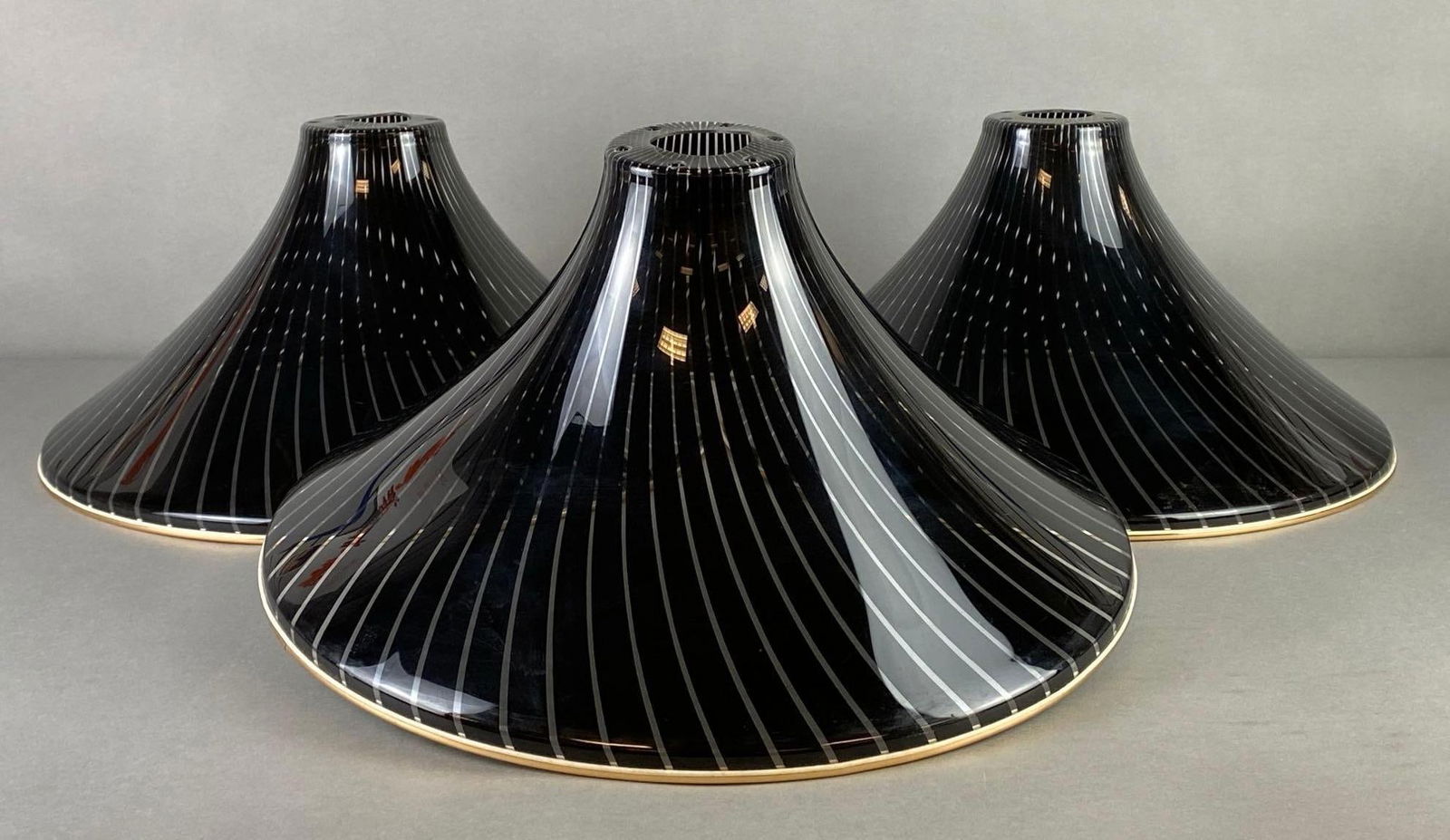 Group of 3 MCM Plastic Black and Clear Spiral Light Shades (1 of 5)