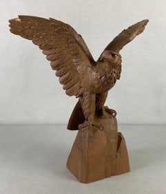 Primitive Swiss Made Wood Carved Eagle Statue