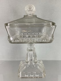 Antique Fostoria EAPG Lion Covered Compote