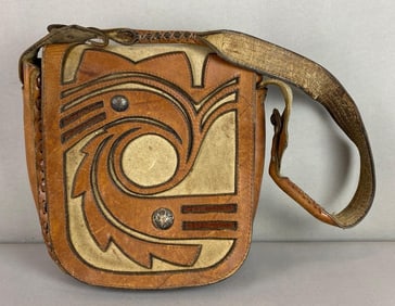 Western Style Leather Purse with Sterling Buttons