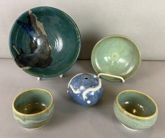 Group of 5  Signed Art Pottery Items